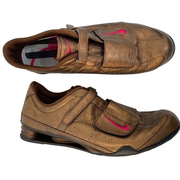 RARE VTG Nike Womens Rival V Bronze Leather Sneakers Size 11 Shox A8330 - Picture 1 of 11